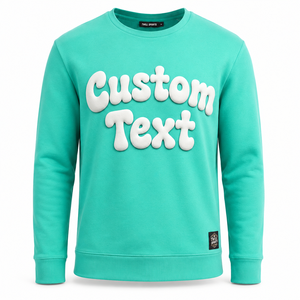 Sweat-shirt oversize à col rond pour femme, couleur unie, épaules tombantes, manches longues, en coton tricoté, design automne, imprimé bouffant - Product Image 1