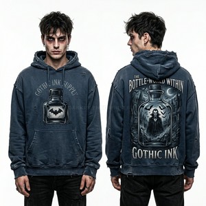 เสื้อฮู้ดดี้สีเขียวแบบ Acid Wash สำหรับผู้ชาย พิมพ์ลายกราฟิก Cyber Vampire Data Center สไตล์สตรีทแวร์ เทคแวร์ ผลิตโดยผู้ผลิตเสื้อฮู้ดดี้ - Product Image 4