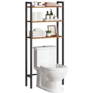 Organizzatore da Bagno a 3 Ripiani Marrone Rustico, Scaffale Autoportante per Toilette - Product Image 1