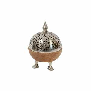Deluxe Metal Wood Mabkhara Bakhoor Burner Handmade <b>Incense</b> <b>Holder</b> with Decorative Floral Pattern for Frankincense - Product Image 3