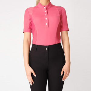 Chemises de concours d'équitation à manches courtes pour femmes, en maille, personnalisées, pour l'équitation anglaise - Product Image 1