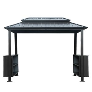 Gazebo per Barbecue da Esterno 6x10FT con Tetto Rigido in Acciaio Zincato Doppio, 2 Armadietti, Tettoia per Griglia da Patio, Pergola, Padiglione - Product Image 2