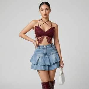 Survêtement intégral pour femmes adultes, demi-zip, manches longues, coupe classique, couleur unie, décontracté, pour l'hiver, en denim simple - Product Image 4