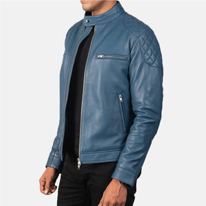 Unisex Genuine Leather <b>Jacket</b> V-neck <b>Half</b> <b>Zip</b> Closure Vintage Style Winter Solid Color Pockets Regular Fit Hooded Thick Bamboo - Product Image 4