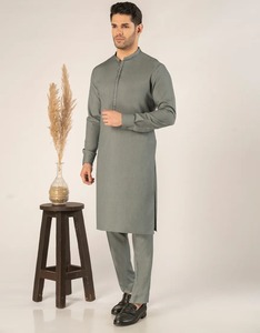 Traje Shalwar Kameez para Hombre, Diseño 2026, Verano, Casual, Algodón, Manga Larga, Patrón Liso, Transpirable, para Uso Diario, Hecho en Fábrica - Product Image 3