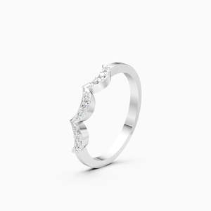 Daily Wear Lab Grown Diamond Scalloped Wave Diamond Band 0.078 Ct Everyday Ring In 9K Yellow White And Rose Gold - Product Image 3