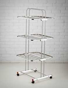 Stainless Steel Vertical Folding Clothes Drying <b>Rack</b> Space Saving Multi Layer Garment Hanger <b>Stand</b> for Small Home Bathroom Use - Product Image 1