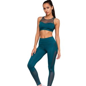 Conjunto Deportivo de Dos Piezas para Mujer, Top Deportivo Transpirable de Malla con Camuflaje Verde Azulado y Leggings de Cintura Alta, Ropa Deportiva para Fitness y Entrenamiento - Product Image 5