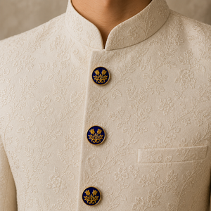 Botón de Sherwani Azul Real Chapado en Oro con Meenakari de Jaipur para Boda, Botón de Kurta de Lujo para Hombre, Artesanía de Esmalte - Product Image 2