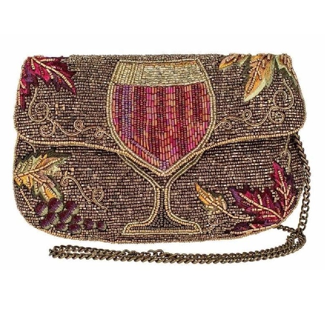 New Arrival Handmade Glass Beaded Clutch Bag Fashion Elegant Party Purse with Floral Pattern Flap Over Closure Wholesale Price