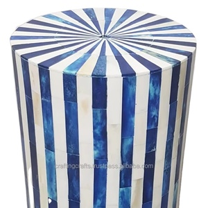 Modern White & Blue Mother of Pearl Bone Inlay Furniture End Table Bedside Table Coffee Table for Living Room Bedroom Hotel Use - Product Image 3