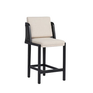 Outdoor Bar Chairs With Black Finish Look Very Elegant Materials Teak Wood Combination Rattan and <b>Cushion</b> - Marian - Product Image 1