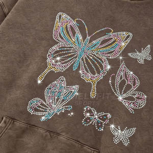 Hoodies élégants pour femmes en tricot avec strass, effet délavé, doux, 100% coton, tissu léger, parfaits pour la mode décontractée et streetwear - Product Image 6