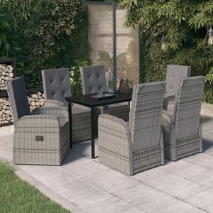 Set da Pranzo da Giardino in Rattan Grigio per 6 Persone, Resistente alle Intemperie, Arredamento da Esterno in Stile Contemporaneo - Product Image 1
