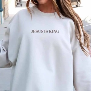 Sudadera con Capucha 'Jesus Is King God Is Faithful' para Hombre, Mujer y Jóvenes, Felpa Francesa, Bordado de Letras Personalizado, Ropa al por Mayor - Product Image 1