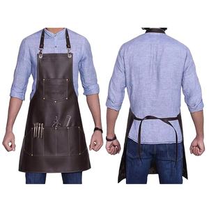 Tablier de barbier en toile, tablier personnalisé pour femmes et hommes avec bretelles croisées en cuir, 3 poches/toile - Product Image 4