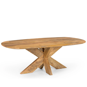 Table de salle à manger pliante robuste en bois massif, forme ovale danoise, plateau en bois de manguier finition naturelle, éco-responsable - Product Image 6