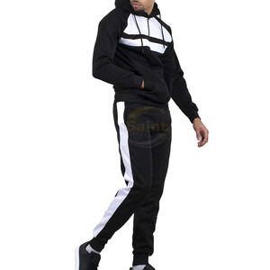 SAINT APPARELS Ensemble Sportif Homme Noir et Blanc Vintage à Capuche, Sweat-shirt et Pantalon de Survêtement en Tissu Éponge 100% Coton - Product Image 5