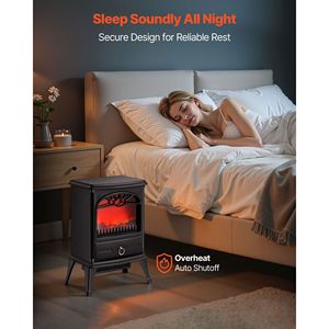 Cheminée électrique autoportante de 22,8 pouces, poêle chauffant 1500W 5120BTU, portable avec protection contre la surchauffe, design en verre réaliste - Product Image 6