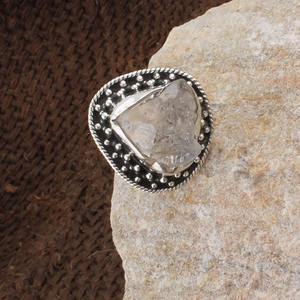 Bague artisanale en argent sterling 925 avec aigue-marine brute, pierre bleue naturelle non taillée, bijoux en pierres précieuses organiques fabriqués à la main, vente en gros - Product Image 2