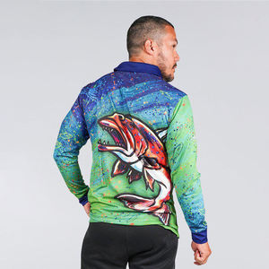 Chemises de pêche pour hommes à manches longues anti-UV, boutonnées, col rabattu, en polyester - Product Image 2