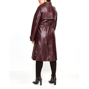 Manteau long en cuir marron pour femme, très prisé, design haut de gamme, respirant et anti-éclaboussures, personnalisable, idéal pour l'hiver - Product Image 4