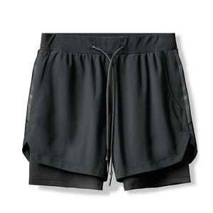 <b>White</b> <b>Black</b> <b>2</b> Color One Pack Custom Made Casual Men's Compression Running Gym Shorts Inner Pockets Eco-Friendly Knee Length - Product Image 3