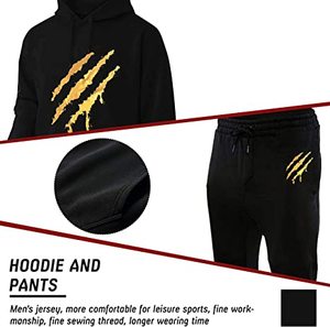 Conjunto Deportivo Unisex Negro con Capucha y Estampado de Garra Dorada, Pantalones Largos, Ropa Casual de Otoño, 100% Algodón Transpirable, Corte Regular 2026 - Product Image 5