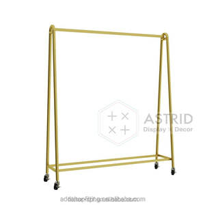 Moderno Exhibidor de Ropa de Acero Inoxidable Blanco Cromado Personalizado, para Trajes, Vestidos de Novia, Vestidos Formales, con Ruedas Móviles - Product Image 3