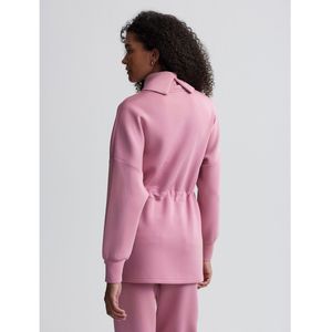 Sudadera de Felpa Francesa para Mujer, Estilo Invernal, Cintura Ajustada, Talla Grande, Color Rosa Sólido, Corte Holgado, 100% Algodón, Bordada, Lavada - Product Image 2