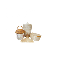 Panier en forme de maison en rotin tissé naturel vintage en osier petite maison de poupée cadeau pour filles, jouets Boho, souris dans une maison en boîte