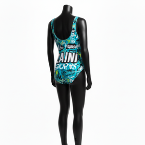 Maillot de bain une pièce pour femme en tissu Spandex premium, rouge et noir, avec empiècements latéraux en mesh, logo personnalisé par transfert thermique. - Product Image 5