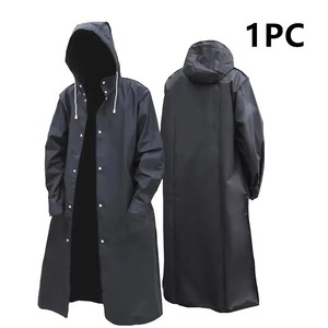 Manteau long imperméable d'hiver pour homme avec capuche, logo frontal, fermeture simple boutonnage et cordon de serrage - Product Image 1
