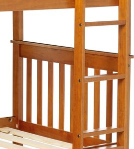 Cadre de lit superposé Twin-Over-Twin durable fabriqué à la main avec gigogne en bois de pin massif couleur naturelle Design traditionnel pour les enfants - Product Image 2