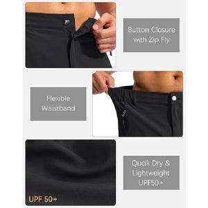 Shorts de randonnée à séchage rapide pour hommes, shorts de sport légers et imperméables pour activités de plein air avec poches zippées - Product Image 5