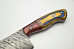 Couteau de chef artisanal en acier Damas, prix d'usine, manche en bois dur durable, lame pleine longueur. - Product Image 3