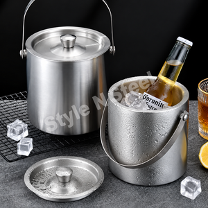 Stainless Steel Ice Bucket Beverage Tub with Lid and Handle Polished <b>Drink</b> <b>Cooler</b> for Bar Beverage Service - Product Image 3