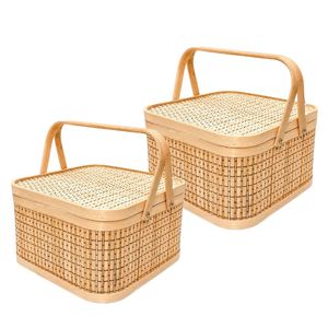 PHU HAO Best Selling Eco-Friendly Bamboo Gift <b>Basket</b> with Lid and Handles for Food Presentation Home Decor - Product Image 1