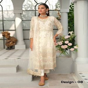 Venta al por mayor: Conjunto de 3 piezas de Salwar Kameez de chifón de viscosa bordado de la marca Wijdan para mujer, ropa india de fiesta, sin arrugas, étnica y moderna. - Product Image 2