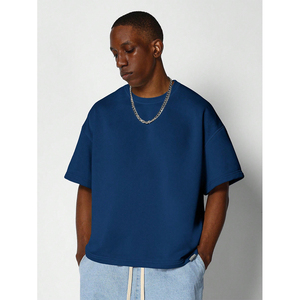 Camiseta de Manga Corta para Hombre, Talla Grande, Color Sólido, Cuello Redondo, Estilo Casual, Tejido de Poliéster/Algodón, Color Marrón Liso - Product Image 5