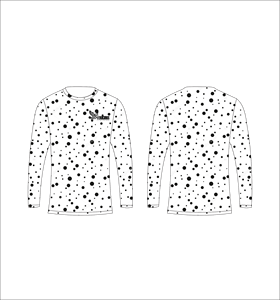 Maillot de sport personnalisé à manches longues en sublimation, léger, avec motif à pois aléatoires noir et blanc, fabricant en gros - Product Image 1