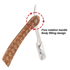 Professional <b>Men</b> Kit Straight Edge Single Blade Disposable Barber <b>Razor</b> Stainless Steel Blade Wooden Handle ANAAIF ENTERPRISES - Product Image 5