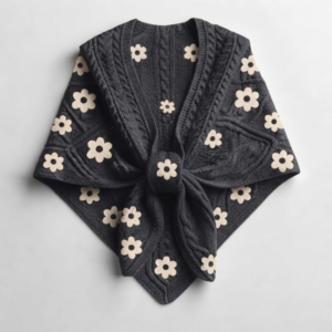 Poncho cape châle tricoté effet cachemire, chaud, à motif écossais, pour femme, en acrylique, style pull cardigan, châles et écharpes - Product Image 1