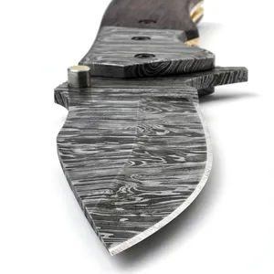 Navaja Plegable con Mango Marrón Oscuro y Empuñaduras Decorativas en Tono Plateado para Camping, Viajes, Actividades al Aire Libre y Accesorios de Cuchillería - Product Image 6