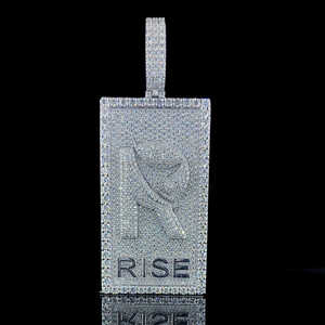 Personnalisable Hommes Hiphop 925 Argent Sterling Solide Glacé Moissanite Plaque Pendentif avec Plaqué Or Logo Personnalisé Pendentif en Diamant - Product Image 1