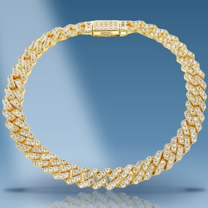 Pulsera de eslabones cubanos con diamantes de moissanita VVS de corte brillante redondo y cierres de caja seguros, pulsera Iced Out - Product Image 5