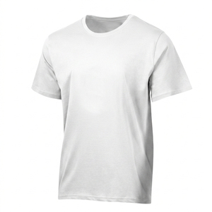 T-shirt en jersey de coton tricoté uni blanc à manches courtes et col rond pour homme, coupe ajustée, avec logo frontal, 260g - Product Image 1