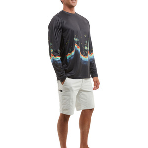 Custom Sublimation Men's Long Sleeve Fishing Shirt With Sonar Print UPF 50 Quick Dry Polyester <b>Top</b> - Product Image 5