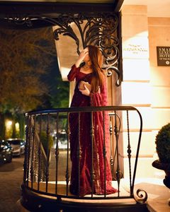 Designer Party Wear Sequence Work <b>Maroon</b> Colour Georgette <b>Saree</b> Paired With Georgette Unstitched Blouse - Product Image 5