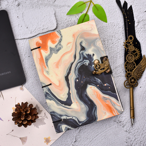 Modern Abstract Marble Handmade Journal | <b>A5</b> Artistic <b>Notebook</b> with Vintage Lock 100 Pages Handmade Paper Diary for Writing Gift - Product Image 4